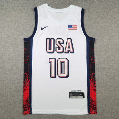 Men's 2024 USA Dream Team Jayson Tatum #10 White Authentic Player Jersey