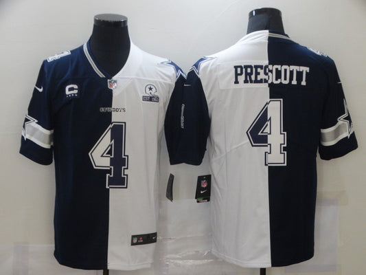 Men's Dallas Cowboys Dak Prescott #4 Navy/White Game Jersey1