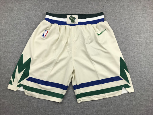 Men's Milwaukee Bucks White City Edition Basketball Shorts1