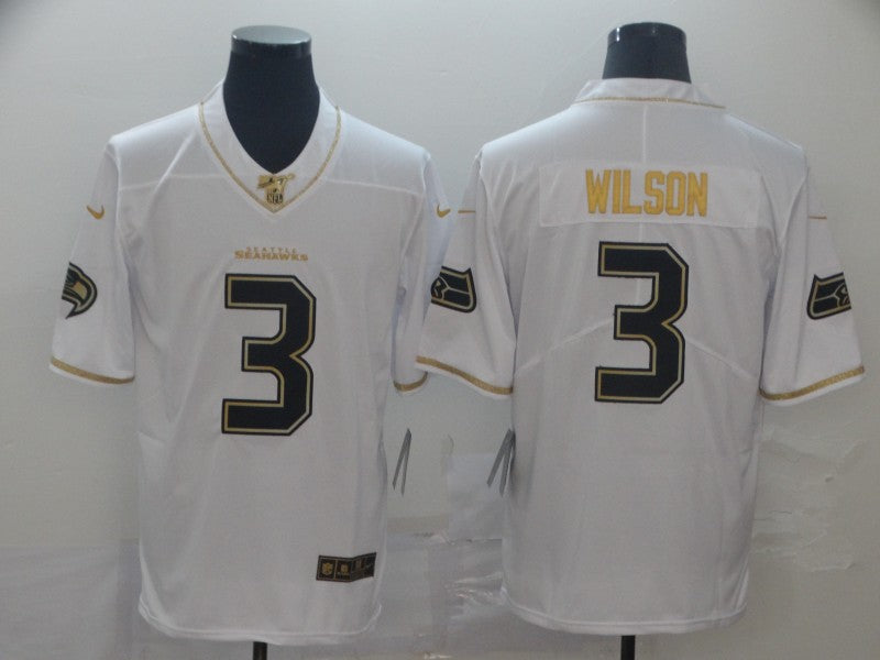 Men's Seattle Seahawks Russell Wilson #3 White Player Game Jersey