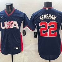 Men's USA Baseball Clayton Kershaw #22 Navy 2026 World Baseball Classic Stadium Jersey