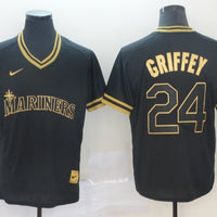 Men's Seattle Mariners Ken Griffey Jr. #24 Black Replica Player Jersey1