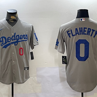 Men's Los Angeles Dodgers Jack Flaherty #0 Gray Replica Player Jersey1