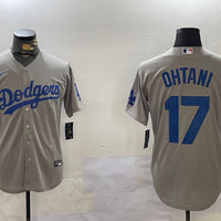 Men's Los Angeles Dodgers Shohei Ohtani Gray Game Player Jersey1