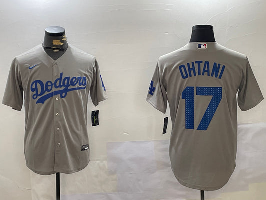 Men's Los Angeles Dodgers Shohei Ohtani Gray Game Player Jersey1