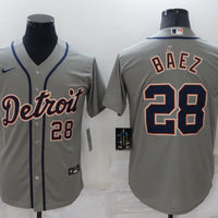 Men's Detroit Tigers Javier Baez #28 Gray Replica Baseball Jersey1
