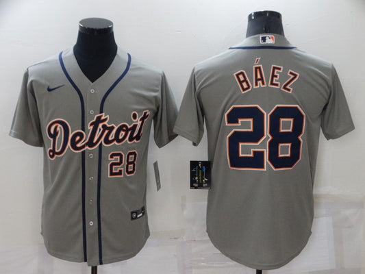 Men's Detroit Tigers Javier Baez #28 Gray Replica Baseball Jersey1