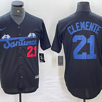 Men's Santurce Crabbers Roberto Clemente #21 Black Puerto Rico Baseball Jersey1