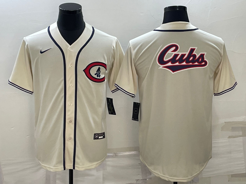 Men's Chicago Cubs Beige Alternate Replica Team Jersey1