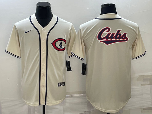 Men's Chicago Cubs Beige Alternate Replica Team Jersey1