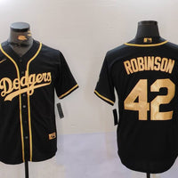 Men's Los Angeles Dodgers Jackie Robinson #42 Black Replica Player Jersey1
