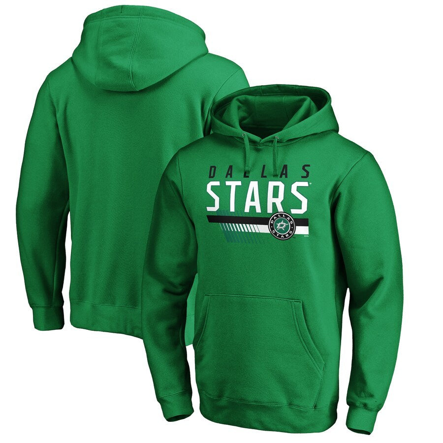 Men's Kelly Green Dallas Stars Staggered Stripe Pullover Hoodie