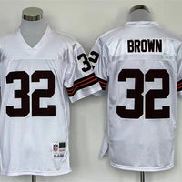Men's Cleveland Browns Jim Brown Mitchell & Ness White Legacy Replica Jersey1