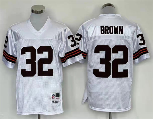 Men's Cleveland Browns Jim Brown Mitchell & Ness White Legacy Replica Jersey1