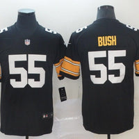 Men's Pittsburgh Steelers Devon Bush Jr. #55 Black Player Game Jersey1