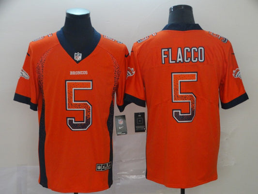 Men's Denver Broncos Joe Flacco #5 Orange Game Jersey1