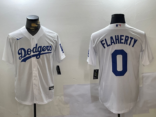 Men's Los Angeles Dodgers Jack Flaherty #0 White Replica Player Jersey1
