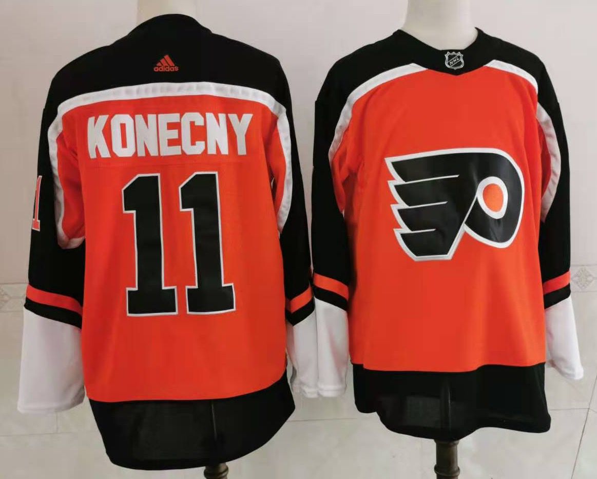 Men's Philadelphia Flyers Travis Konecny #11 Orange Player Game Jersey1