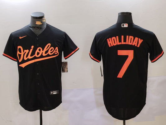 Men's Baltimore Orioles Jackson Holliday #7 Black Replica Player Jersey1