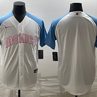Men's 2023 World Baseball Classic Mexico White/Blue Blank Jersey1