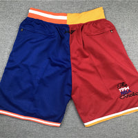 Men's Houston Rockets/New York Knicks Red/Blue Splicing Basketball Shorts1
