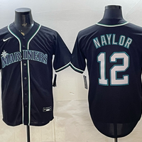 Men's Seattle Mariners Josh Naylor #12 Fashion Replica Black Out Jersey
