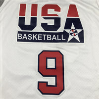 Men's Michael Jordan #9 White Dri-fit Team USA Stitched Basketball Jersey