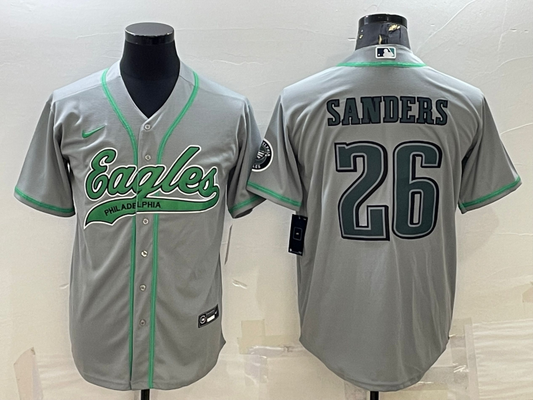 Men's Philadelphia Eagles Miles Sanders #26 Gray Game Jersey1 Joint Edition