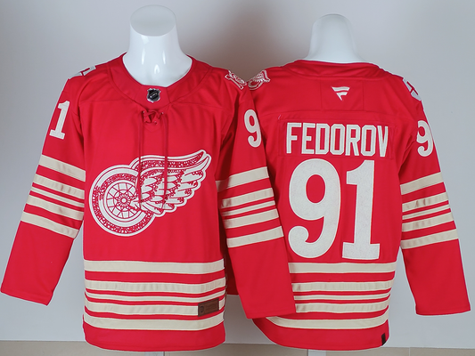 Men's Detroit Red Wings Sergei Fedorov #91 Red Breakaway Player Jersey