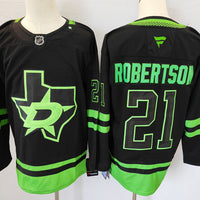 Men's Dallas Stars Jason Robertson #21 Black Player Game Jersey1