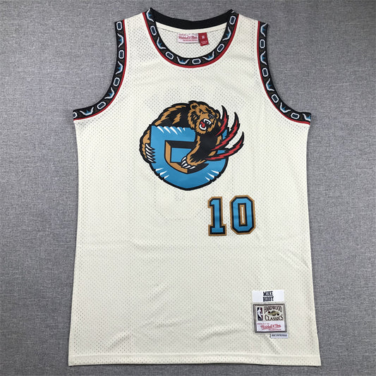 Men's Memphis Grizzlies Mike Bibby #10 Cream Hardwood Classics Swingman Jersey1