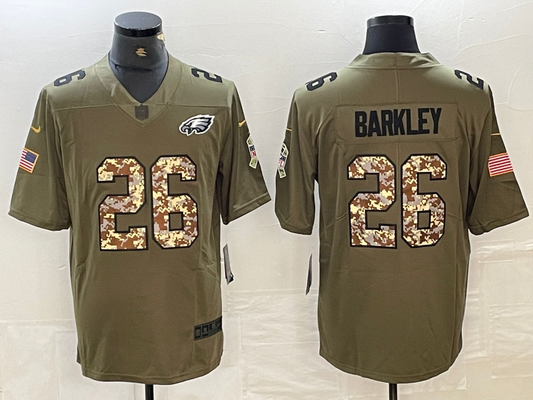 Men's Philadelphia Eagles Saquon Barkley #26 Olive Game Player Jersey1