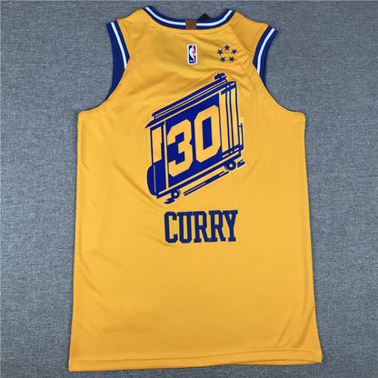 Men's Golden State Warriors Stephen Curry Gold Fast Break Team Replica Jersey1