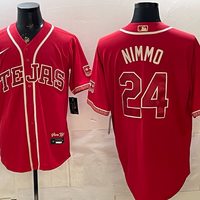 Men's Texas Rangers Brandon Nimmo #24 Red 2026 City Connect Stadium Jersey