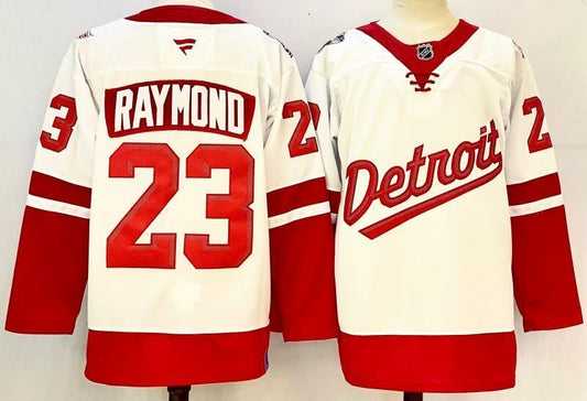 Men's Detroit Red Wings Lucas Raymond #23 Fanatics White Player Jersey