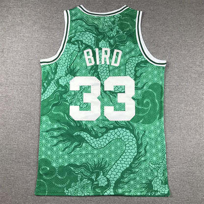 Men's Boston Celtics Larry Bird #33 Green Year of Dragon Edition Swingman Jersey1