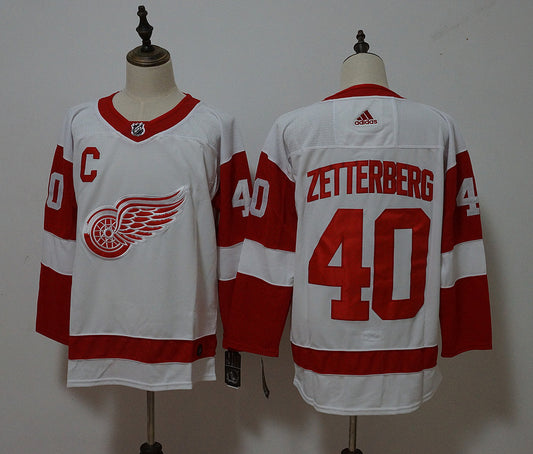 Men's Detroit Red Wings Henrik Zetterberg #40 White Breakaway Player Jersey1