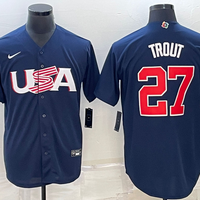 Men's 2023 World Baseball Classic #27 Mike Trout USA Navy Jersey1