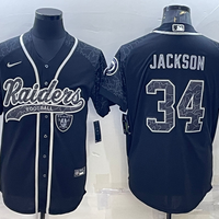 Men's Las Vegas Raiders Bo Jackson #34 Black RFLCTV Limited Jersey1 Joint Edition