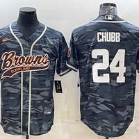 Men's Cleveland Browns Nick Chubb #24 Grey Camouflage Game Jersey1 Joint Edition