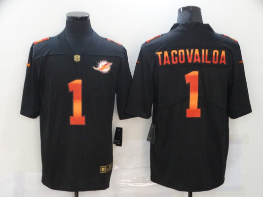 Men's Miami Dolphins #1 Tua Tagovailoa Black Game Player Jersey1