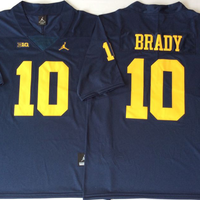 Men's Michigan Wolverines Tom Brady #10 Navy Alumni Player Game Jersey