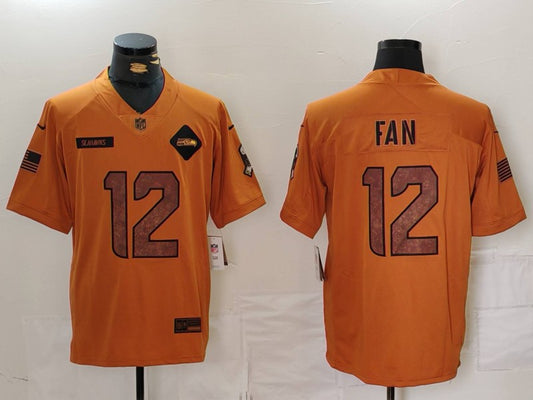 Men's Seattle Seahawks 12s Brown 2023 Salute To Service Limited Jersey1