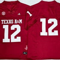 Men's Texas A&M Aggies #12 Red Player Blank Jersey