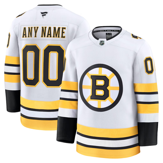 Men's Boston Bruins Fanatics White Away Premium Custom Jersey
