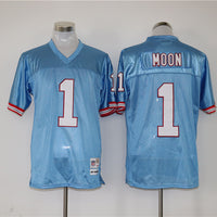 Men's Tennessee Oilers Warren Moon #1 Light Blue Legacy Replica Jersey1