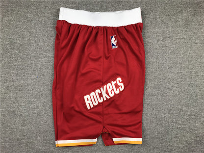 Men's Houston Rockets Red Throwback Basketball Shorts1