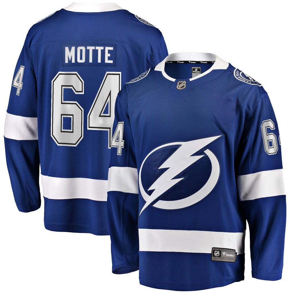 Men's Tampa Bay Lightning Tyler Motte #64 Fanatics Blue Home Breakaway Player Jersey