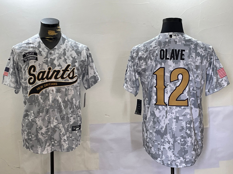 Men's New Orleans Saints Chris Olave #12 Arctic Camo 2024 Salute to Service Player Jersey1