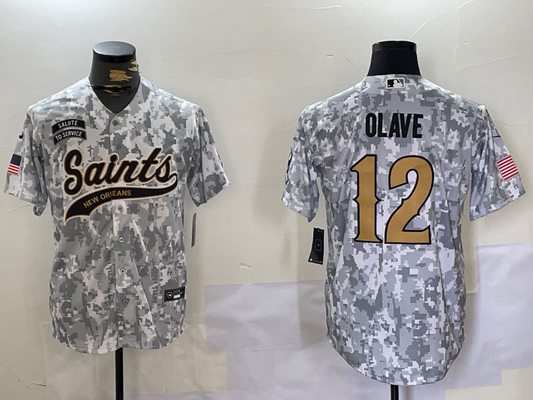 Men's New Orleans Saints Chris Olave #12 Arctic Camo 2024 Salute to Service Player Jersey1